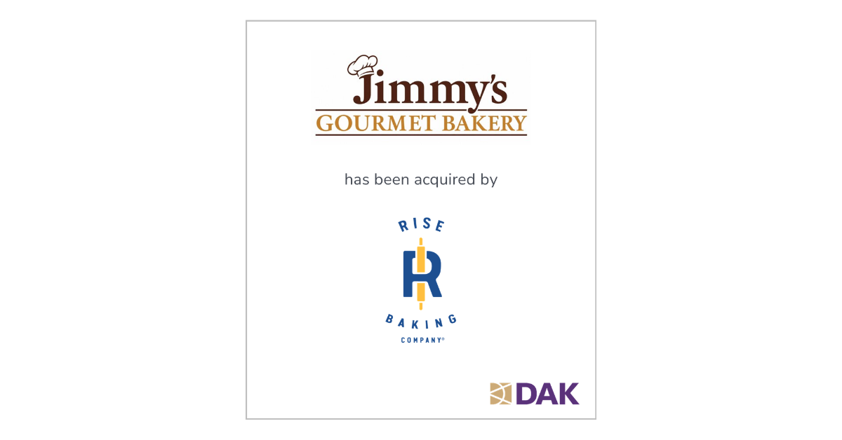 DAK Group Announces Sale of Jimmy's Gourmet Bakery to Rise Baking Company tombstone image